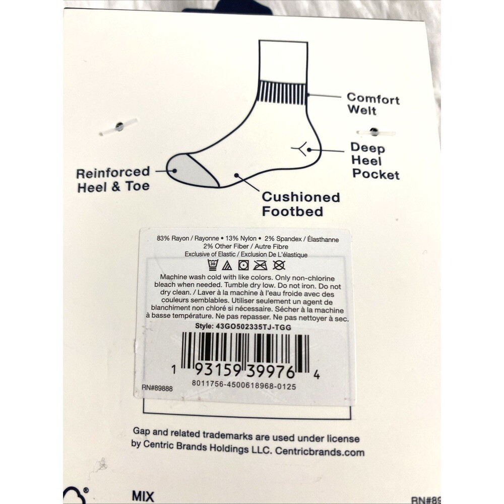 GAP Men’s Premium Cushioned Quarters Socks 4 Pairs Shoe Size 6-12 Beige Charcoal - Picture 8 of 8